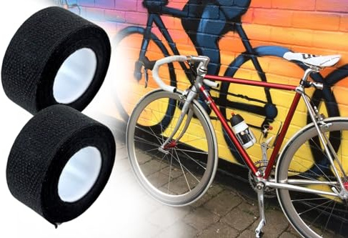 BISOMO 2X Fahrrad Lenkerband Textil Baumwolle 2 x 260cm extra stark, selbstklebend Velox auch für Roller, Gelb, Rot, Blau, Schwarz, Weiß
