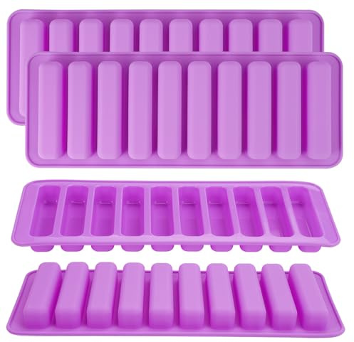 4 Stück Müsliriegel Backform mit 10 Mulden, Rechteckige Riegelform Silikon, Antihaft Silikonform Riegel, Müsliriegel Form Silikon, Silikonform Müsliriegel für Schokoriegel,Eiswürfel,Keksstick,Seife