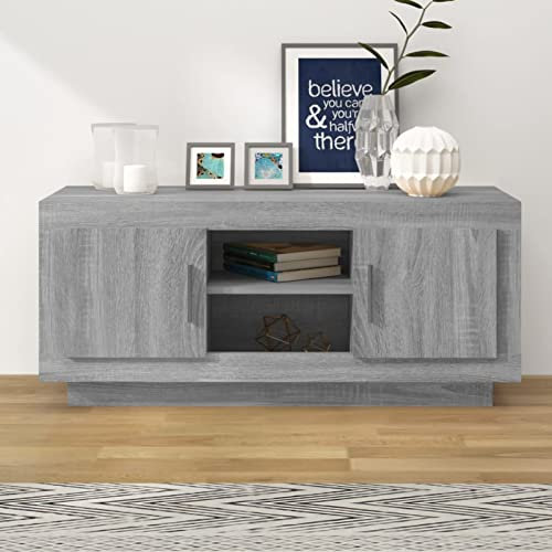 Iiaky TV-Schrank Grau Sonoma 102x35x45 cm Holzwerkstoff Retro Tv Schrank Fernsehschrank Ecke - 817226