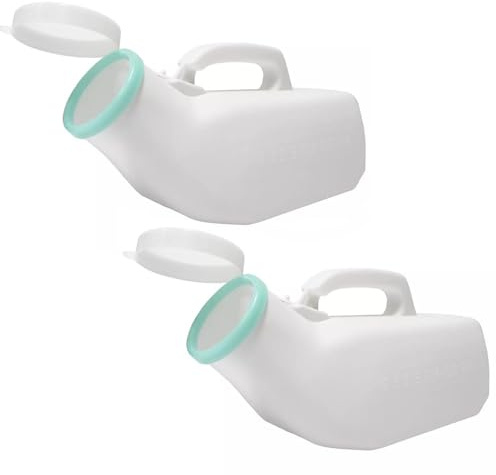 NTEK 1200ml Male Urinal Bottle, Leakproof Glow in The Dark Lid, Reusable Urinal Pee Bottle Lid, Adult Children Plastic Urinary Chamber Pee Bottles, Hospitals, Emergency, Camping Travel (Pack of 2)