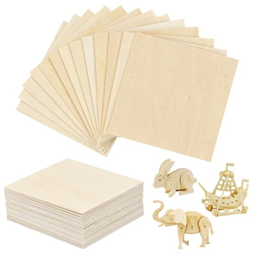 20 Pcs Fogli di Legno di Balsa, 100x100x1,5 mm Fogli di Compensato per Artigianato, Fette di Legno Modellismo Pannello Compensato, Tavole Modello in Legno, per DIY per Dipingere, Foglio Artigianato