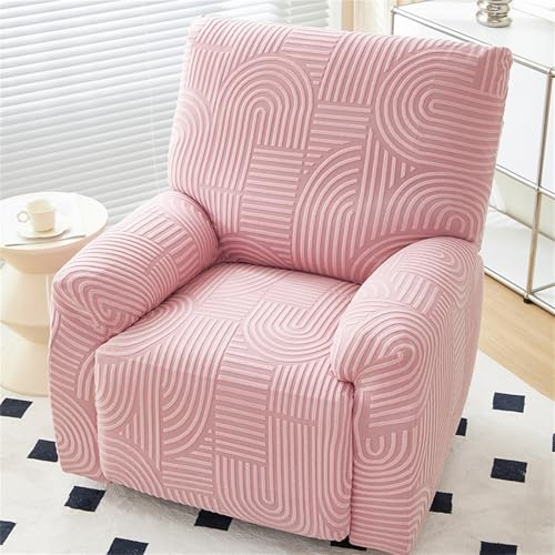 Hearda Housse de Fauteuil Inclinable Extensible, Imprimés Housse de Fauteuil 1 Place, Jacquard de Mode Relax Housses de Fauteuils 4 Pièces avec Poches Latérales Relax Inclinable (Rose)