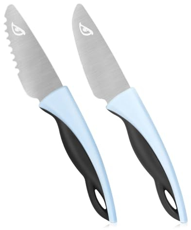 2 Stück Kinderkitchen Messerset, Kinder Messer Set zum Erlernen Schneidens, Kindersicheres Messer, Kindermesser Set für Sicheres Schneiden, Montessori Küchenwerkzeug zum Schneiden von Obst und Gemüse