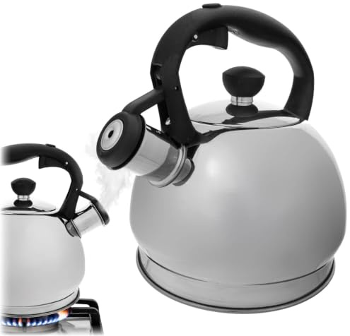 KADAX Vattenkokare 1,8 l, tekanna i rostfritt stål för induktion, flöjtpanna, pipanna, vattenkokare för gasspis, elektrisk spis och induktionsspis (silver)
