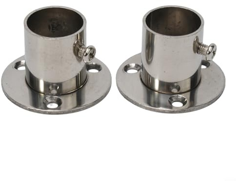 Kleiderstangen-Sockel, 2 Stück 22mm Edelstahl-Flansch-Stangenstützen, Flanschsockel-Halter, Kleiderstangen-Endstützen für Schrank, Vorhang und Badezimmer-Organisation