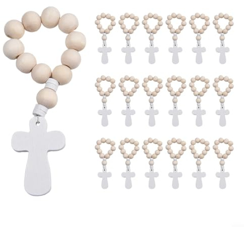 Kompaktes und tragbares Rosenkranz-Set aus Holz, natürliche Holzperlen zum Gebet, erhältlich in verschiedenen Stückzahlen (18 Stück)