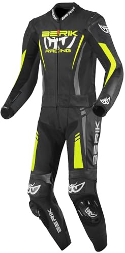 Berik Absolute GP2 2-Teiler Motorrad Lederkombi, schwarz/anthrazit/neongelb, 50 | Leder