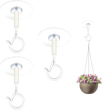 Hooks Heavy Duty 3 PCS Ceiling Hooks, Heavy Duty Self-Stick Ceiling Hooks for Hanging Plants, Bird Feeders, Lanterns, Wind Chimes, Planters, Valentine's Other Festive Decorations Outdoor Decorations