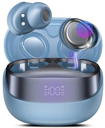 DUSONLAP Auriculares para Dormir, 47H Mini Auriculares inalambricos Bluetooth 5.4 con Modo de Suspensión, HiFi Estéreo Cascos Inalambricos Bluetooth con Cancelación de Ruido ENC y Control Táctil, Azul
