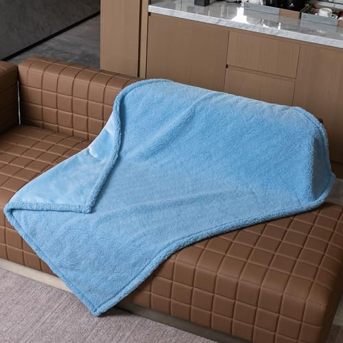 Maidewow Wasserdichte Hundedecke, wendbar, flauschig, Jauquard, Haustier-Überwurfdecke für Bett, Couch, Welpendecke, auslaufsicher, Sofa, Couch, waschbarer Bezug, Katze, Haustierdecke, warm, Blau