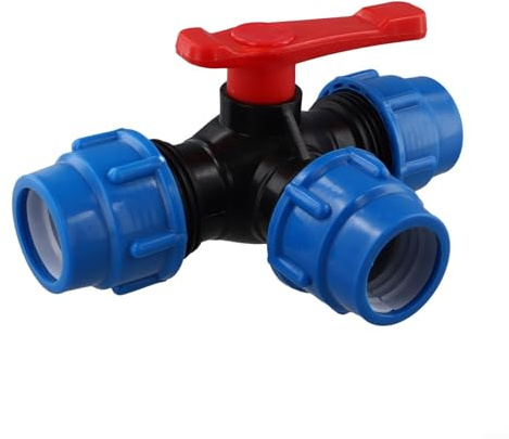 babominimer Valvola a sfera a 3 vie per tubo in PE per controllo del flusso d'acqua in plastica da 20/25/32/40/50 mm con per una facile installazione per impianti idraulici domestici e industriali (40