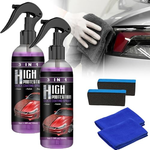 Spray Nano Anti Rayures 3 En 1, Verre Liquide Carrosserie, Spray Anti Rayure Verre Liquide Pour Voiture, Réparation Des Rayures, Brillance Instantanée & Protection Longue Durée (2pcs)