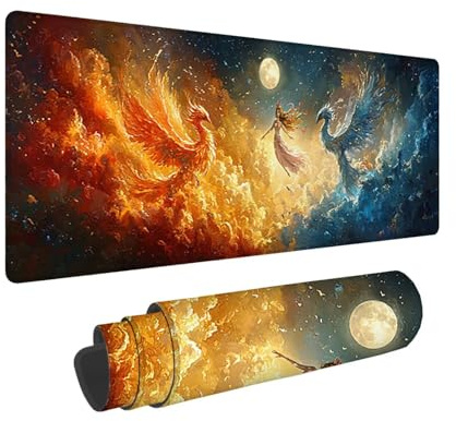 Tapis de Souris de Jeu, 1400 x 600 mm XXL Tapis Souris Gaming Grand, Antidérapant Étanche, Extended Long Clavier Mouse Pad, Accessoire Bureau, pour Gamer, Ordinateur, PC, Cadeaux (Le Phoenix) X-228