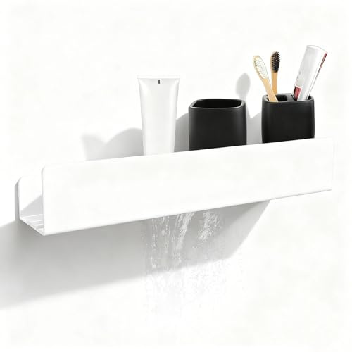 LINTRA Repisas para Baño, Blanco Organizador Ducha, Estanteria Pared Baño con Plantilla de Perforación, Incluye Kit de Instalación, Apto para Baños y Pasillos