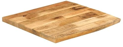 Eleganz Mesa de madera de mango maciza de 80 x 80 cm con borde de árbol, acabado natural para decoración rústica, duradera y respetuosa con el medio ambiente