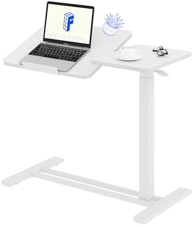 FLEXISPOT Tavolino da Letto – Tavolo per Laptop Regolabile in Altezza, Piano Inclinabile con Ruote, Ideale per Divano, Letto e Lettura (Bianco, 80×40 cm)