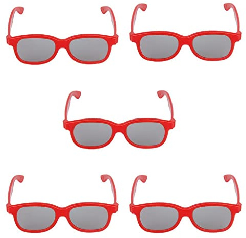 Gafas circulares polarizadas 3D para niños, paquete de 5 para televisores 3D pasivos, marco ABS rojo, ligeros y duraderos