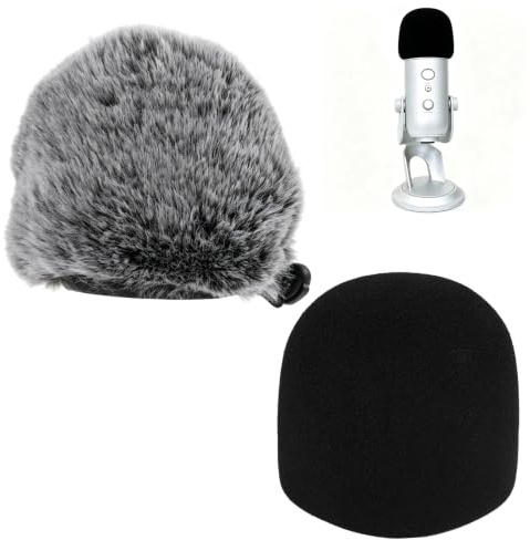 Popschutz Set - Mikrofon Windschutz kompatibel,Schaumstoff und Fell Mikrofon Schallschutz,Pop Filter für Kondensatormikrofone,Pelzige Micro Schallschutz Pop-Filter,Mikro Schutz Filtert den Wind gegen