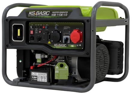 K&S BASIC 110iE-1/3 InverterGenerator 10000W,Inverter stromerzeuger Benzin | notstromaggregat 11000W Max, VTS-System 230V/400V, Eco-Modus, stromgenerator elektrischer-manueller Start,Griffe und Räder