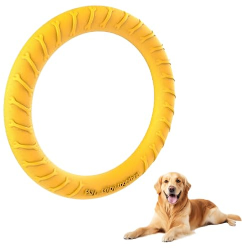 Psatfito G Dog Fitness Ring, Bite Training Toy for Small Medium Large Dogs, Agility Exercise Equipment, Interactive Tug of War Ring, Outdoor Game Toy for Pets, Yellow