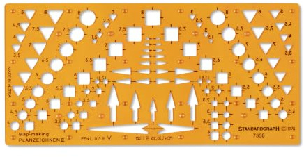 Standardgraph 7358 - Planzeichnen II | Präzise Symbolerstellung für Vermessungsrisse mit 1,5 bis 8 mm Symbolgrößen mit oberseitigen Tuschenoppen
