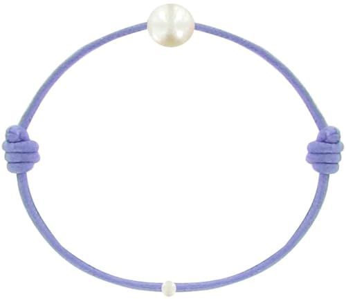 LES POULETTES BIJOUX – barnarmband – min första pärla – vaxat bandarmband – vit odlad sötvattenspärla 6–7 mm – färger, 7 5mm, Sten, Pärla