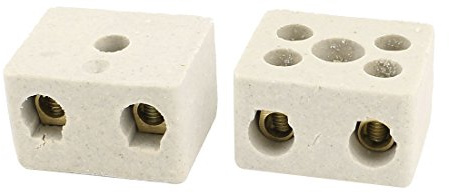 sourcing map 2 Via 380V 30A Ceramica Terminale Blocchi Alta Temperatura Ceramica Connettori 2pz