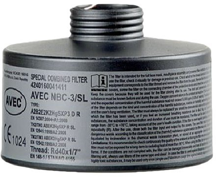 AVEC CHEM, filtro di protezione respiratoria per particelle, gas, NBC o come filtro combinato