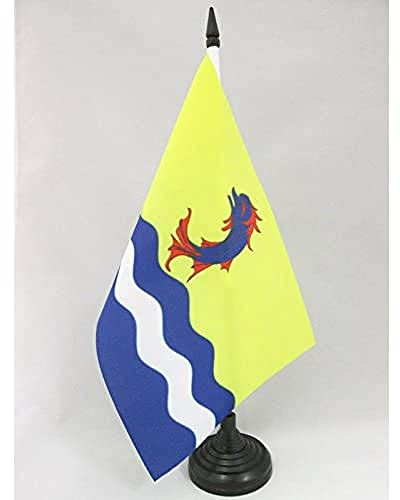 AZ FLAG Drapeau de Table Drôme 21x14 cm Polyester 100D Socle Plastique | Usage intérieur Drapeau de bureau français finition cousue et bords renforcés avec mât en plastique et socle en plastique