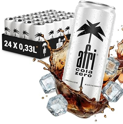 afri cola zero | 24x330 ml Dosen | koffeinhaltig ohne Zucker, kalorienfrei | Koffeinhaltige, kalorienfreie Cola-Limonade mit vollem, einzigartigem afri cola Geschmack in praktischen Getränkedosen