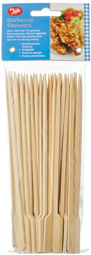 Tala Bamboo Skewers, 18cm Long, Pack of 50, Eco-Friendly Disposable Skewers for BBQ, Grilling, and Party Food, Flat End to Prevent Rolling, Made from Natural Bamboo
