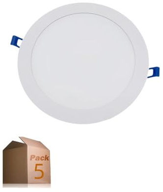 ONSSI Placa LED de Techo 20W 2000lm,Circular Φ220mm (Blanco Frío) SuperSlim Panel Downlight LED Empotrado (Pack 5)