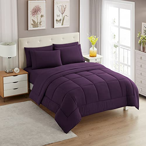 Sweet Home Collection Ultra Soft Down Alternative Set & Luxurious Bed Sheets, Polyester, Purple, Full