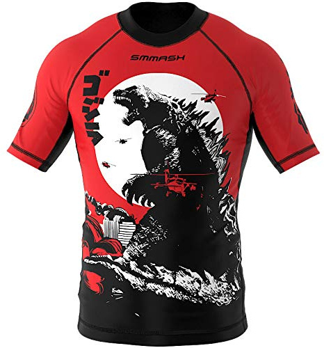 SMMASH Camicia Funzionale Uomo Rashguard Camicia Sportiva A Maniche Corte MMA Thaibox Muay Thai Kickboxing Traspirante Resistente All'Abrasione