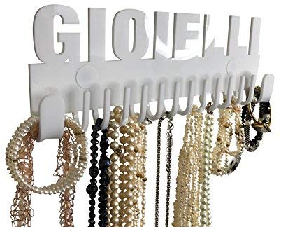 Galeara design Porta Gioielli da Parete Bijoux Portaoggetti Collana galeara – Orecchini - Porta Collana da Parete Blanc Bracelet (Mika Gioielli Bianco)