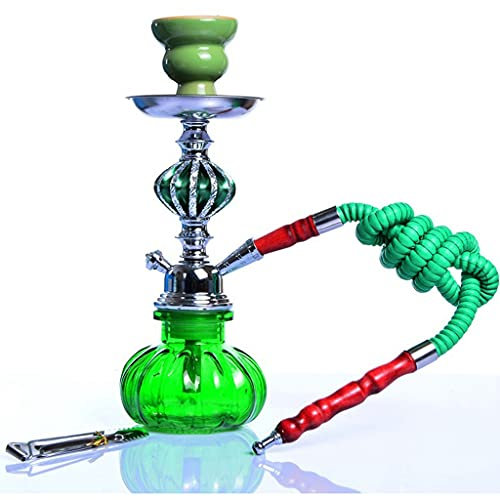 chicha 11 Pouces Fait Main Petite Citrouille Chicha Narguilé Pipe a Fumer Verre D'eau Ensemble de Narguilé avec 1 Tuyau (Color : Green)