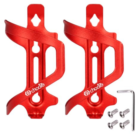 Chooee Fahrrad Getränkehalter, Leicht Flaschenhalter Rot | | Aluminium,Seitlicher ,rinkflaschenhalter für MTB, Rennrad, E-Bike, 2er-Pack, einfache Montage ,4 Farben