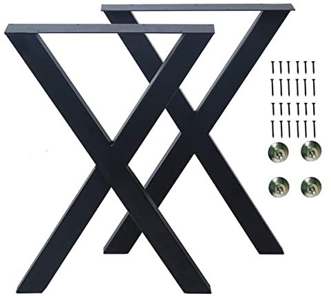 DJZZ 2 x Tischgestell Schwarz Industrial Tischbeine aus Stahl Tischkufen Esstisch B50 x H70cm X Esstisch Beine Pulverbeschichtet