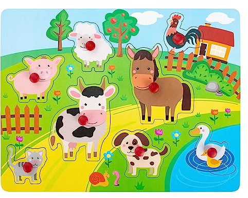Steckpuzzle Bauernhof Holz - Holzpuzzle Holz Puzzle Holzspielzeug ab 1 Jahr 2 3 Jahre (Bauernhof)