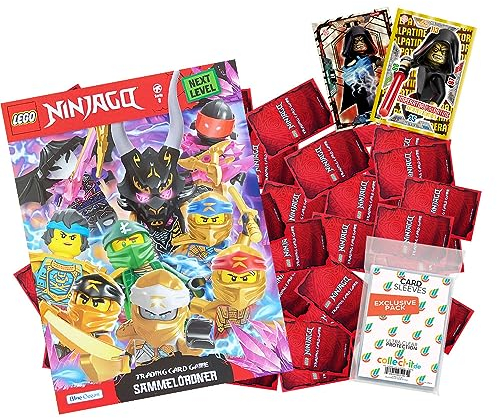 Bundle mit Lego Ninjago Serie 8 Next Level Trading Cards - Alle Karten komplett Plus Sammelmappe (ohne Limitierte oder andere Sonderkarten) + Exklusive Collect-it Hüllen