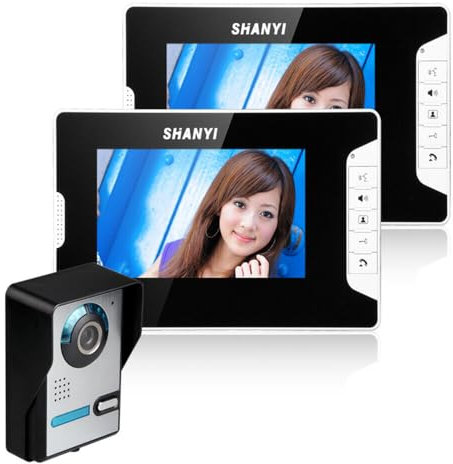 Videocitofono da 7, citofono con fotocamera, visione notturna, 2 monitor IP65