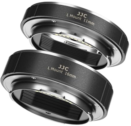 JJC Makro-Verlängerungsrohr (11 mm + 16 mm), Autofokus für Panasonic/Sigma/Leica L-Mount-Objektivkameras, Nahaufnahmen, Makrofotografie, Verlängerungsring-Körper, hinterer Objektivdeckel-Set