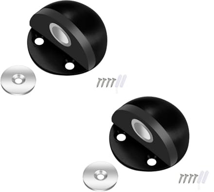Fenglin-joy Türstopper Boden Selbstklebend, 2 Stück Edelstahl mit Gummipuffern, Schwarz, 2er Pack (Schwarz)