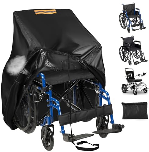 Rollstuhl Abdeckung,Durable 420D Wasserdichte Abdeckung für Rollstuhl / Elektrorollstuhl,UV-beständig,Universal Rollstuhlabdeckung mit Wasserdichten Streifen,Reflexstreifen Griffe,Belüftungsöffnungen