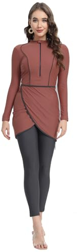TaissBocco Women Modest Muslim Swimsuit Full Coverage Swimwear Islamic Hijab Swimming Burkini Swim Suit(XL, T1)