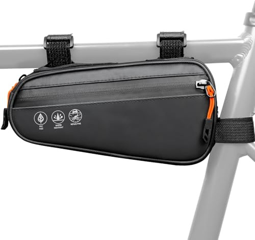 WOTOW Bike Triangle Frame Bag, 1.2L Waterproof Multi Angle Cycling Reflective Bicycle Top Tube Phone Storage Pouch for Road Mountain Cycling