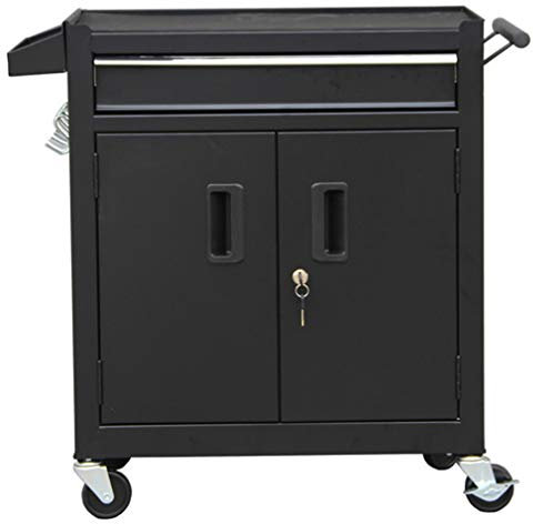 XNZJHPP Chariot à Outils à 3 Niveaux, Organisateur de Feuilles galvanisées épaisses de 8mm, Portant 100KG avec Armoire à Outils de Verrouillage