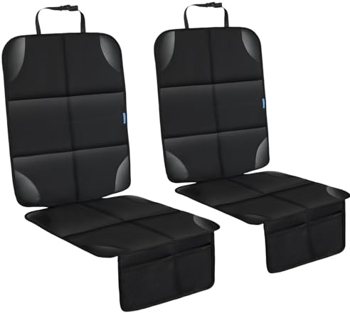 Kindersitzunterlage Auto Sitzschoner Sitzauflage 2 Stück Autositzauflage | Wasserdichter Rutschfest, Kindersitz Sitzschutz, Autositzschoner, Autositz Rückbank, ISOFIX Universell Kompatibel, Schwarz