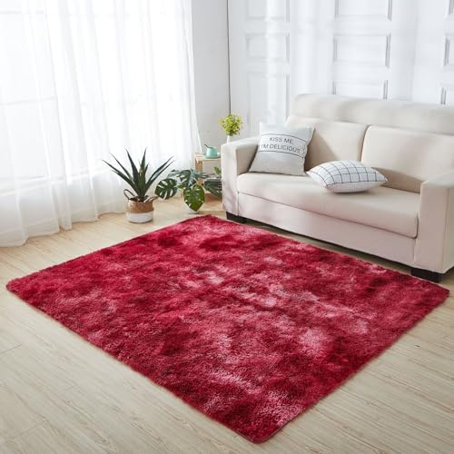 Alfombra de pelo largo con hilos de seda largos para sala de estar, dormitorio, lado de la cama, resistente a las manchas, fácil de mantener, alfombra mullida, alfombrilla de juego antideslizante,