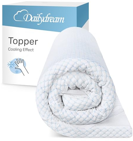Dailydream Topper matrimoniale 160x200 cm memory foam, altezza 5 cm, «Edition Cool Touch, Model M », Topper per materasso, divano letto o letto da campeggio, Coprimaterasso confortevole